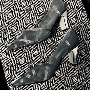 🌈Dolce by Pierre Metallic Mesh Silver Heels